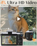 4K Digital Camera for Photography with WiFi,64MP Autofocus Vlogging Camera for YouTube,3'' 180° Flip Screen Compact Travel Camera for Teens with 32GB SD Card,16X Zoom,Anti-Shake,2 Batteries(Charcoal) by TinyTreasures Baby Boutique