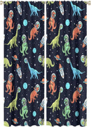 Cartoon Dinosaur Curtains for Kids Boys Girls Home Decor, Astronaut Rocket Funny Outer Space Blackout Rod Pocket Window Drapes for Bedroom Living Room W21xL63in 2 Panels by TinyTreasures Baby Boutique