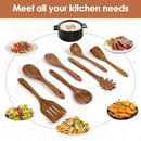 comfoyar Teak Wooden Spoons for Cooking, 7 Pieces Kitchen Cooking Utenails Set with Spatula and Ladle, Heat Resistant Kitchen Cookware for Nonstick Pan by CozyNest Decor