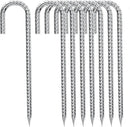 J-Hook-Rebar-Stakes-12 Inch, Ground Stakes Heavy Duty Rebar Stakes for Camping 8pcs Rebar Stakes Rust Proof Coated Metal for Flower Gardens Dog Fence Camping Tents Chicken Coop by CozyNest Decor
