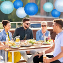 Paper Lanterns Decorative, Blue Hanging Paper Round Chinese Lanterns with Lights for Wedding Graduation Birthday Party 12 LED Light Pack of 12 by CozyNest Decor