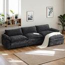 Karl home Sectional Sofa Modular Deep Seat Sofa Couch with Ottoman, Chenille Sofa Sleeper Comfy Upholstered Furniture for Living Room, Apartment, Studio, Office, (3-Seat & 1-Ottoman, Black) by CozyNest Decor