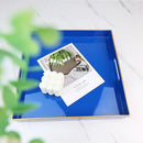 Spsyrine Blue Decorative Tray for Living Room, Square Modern Plastic Coffee Serving Table Tray for Ottoman Bathroom Kitchen,13"*13" by CozyNest Decor