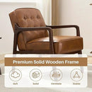Faux Leather Accent Chair Set of 2, Mid Century Chair for Living Room, Upholstered Comfy Lounge Armchair with Solid Wood Frame, Modern Chair for Bedroom,105°Ergonomic Comfort, Brown by CozyNest Decor