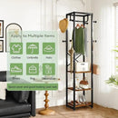 IBUYKE Coat Rack with Shelves, Freestanding Hall Tree with 3 Shelves and 8 Hooks, Industrial Clothes Stand for Entryway, Hallway, Bedroom, Rustic Brown UTMJ088H by CozyNest Decor