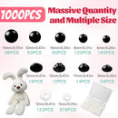 1000 Pcs 6-14mm Safety Eyes and Noses for Crochet, Black Plastic Safety Eyes with Washers, Craft Doll Eyes for Stuffed Animals, DIY Accessories, Assorted Sizes by GreenHaven Gardens