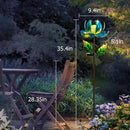 Solar Yard Lights Wind Spinners- Metal Lotus Flower Garden Decor LED Crackle Glass Globe Yard Art Sculpture Solar Stake Lights for Patio Pathway Lawn Walkway by GreenHaven Gardens