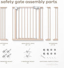 Comfy Cubs Baby Safety Gate with 3 Extensions - Adjustable 42" x 1.9" x 30" Q195 Steel Doorway Barrier - Powder-Coated Finish for Stairs and Doorways - Walk-Through Design Pet Gate - Blush by TinyTreasures Baby Boutique