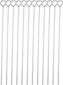 10 Inch Metal Barbecue Skewers, Stainless Steel BBQ Skewers, Shish Kebab Kabob Skewers 12 Pcs by GreenHaven Gardens