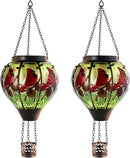2 PCS Cardinal Solar Hot Air Balloon Lantern with Flame, Glass Balloon Lantern Outdoor Waterproof, Hanging Hot Air Balloon Solar Light, Cardinal Gifts for Mom Woman by GreenHaven Gardens