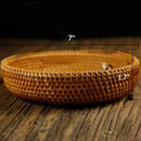 Hadewoven Round Rattan Fruit Basket Wicker Food Tray Weaving Storage Holder Dinning Room Bowl, 7”Decorative Natural Basket Woven Fruit Basket Bowl for Entryway Table, Countertop (Small 7”) by CozyNest Decor