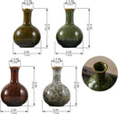 JOJUNO Glazed Rustic Bud Vase Set of 4 - Small Ceramic Mini Pottery Vases in White, Yellow, Green, Red - Ideal for Fresh & Dried Flowers - Modern Farmhouse Décor for Living Room, Shelves, Dining Table by GreenHaven Gardens