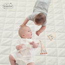Brandream White Crib Bedding Set 3 Pieces Baby Nursery Collection - Quilt,Crib Sheet,Dust Ruffle-100% Washed Cotton Like Linen Supersoft Classic Quilted Plaid Off White Cream by TinyTreasures Baby Boutique