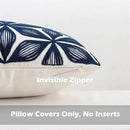 HWY 50 Navy Blue Decorative Throw Pillow Covers 18x18 Inch (1 Piece), Embroidered Cotton Farmhouse Cushion Cover Pillow Case for Sofa Couch Living Room Bed, Fashion Geometric by CozyNest Decor