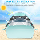 Large Easy Setup Beach Tent,Anti-UV Beach Shade Beach Canopy Tent Sun Shade with Extended Floor & 3 Mesh Roll Up Windows Fits 3-4 Person,Portable Shade Tent for Outdoor Camping Fishing (Mint Green) by TinyTreasures Baby Boutique