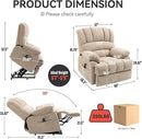 Large Power Lift Recliner Chair with Massage and Heat for Elderly, Ergonomic Backrest, Infinite Adjust, 2 Side Pockets,USB and Type-C Ports, Chenille Beige by CozyNest Decor