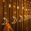 Dazzle Bright Ramadan Curtain String Lights, 138 LED 6.7ft x 3.2ft Warm White Star Moon 8 Lighting Modes Fairy Lights with Remote for Bedroom Wall, Wedding, Outdoor Party, Ramadan Decorations by GreenHaven Gardens