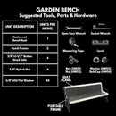 Heavy-Duty Outdoor Bench Thermoplastic Coated, Punched Steel, Commercial-Grade Garden Bench, Made in America (Portable with Back, 4 Ft, Textured Copper) by GreenHaven Gardens