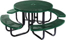 Heavy-Duty Portable Outdoor Picnic Table with Umbrella Hole, Punched Steel Commercial-Grade Patio Dining Furniture Made in America (46" Round Top, Textured Green) by CozyNest Decor