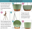 2 Pack Hanging Planters, 10 inch Indoor Outdoor Hanging Plant Pot Basket, Hanging Plastic Flower Pot with Drainage Hole with Removable Tray&Hooks for Hanging Plants,Green by CozyNest Decor