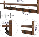 AMBIRD 28.9 Inch Length Shelf with Hooks Entryway Coat Rack Wall Mount Wood Coat Hooks with Shelf Wall-Mounted Coat Hook Rack with 5 Dual Hooks for Bathroom, Living Room, Bedroom (Brown) by CozyNest Decor