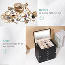BOOVO Jewelry Box For women, 6 Layer Large Jewelry Organizer With Mirror, Multi-Function Storage Box With Lock, Accessory Holder With 5 Drawers, For Earrings Necklace Ring Bracelet (Black) by TinyTreasures Baby Boutique