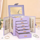 AKOZLIN Jewelry Box Organizer Functional Leather Jewelry Storage Case for Women Girls Ring Necklace Earring Bracelet Holder Organizer with Mirror Purple by TinyTreasures Baby Boutique