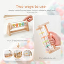 WOODEN TEETHER Wooden Soothing Rain Stick with Handle for 12 Months+ Babies Montessori Musical Baby Rattle Toys Calming Rainmaker for Early Sensory Development & Home Play by TinyTreasures Baby Boutique