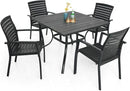 Outdoor Dining Table with 1.6" Umbrella Hole, Picnic Table Plastic Square Backyard Bistro Table Outdoor Dining Table for Garden, Poolside, Backyard, Black, 37x37inch by GreenHaven Gardens