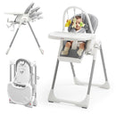 KÜB 3-in-1 Foldable Baby High Chair, 7 Height & 4 Recline Adjustable Seat & Tray for Easy Clean, 2 Locking Wheels, Multifunctional Infant High Chairs for Babies and Toddlers (Grey, with Toys) by TinyTreasures Baby Boutique
