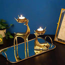 Sziqiqi Gold Reindeer Candle Holder for Pillar Candles Brass Reindeer Tealight Candle Holders Copper Deer Gift Christmas Decor for Table Centerpiece Living Room Mantle Decoration by CozyNest Decor