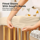 Waterproof Crib Mattress Protector Cover Fitted - 2-Pack Quiet Baby Crib Mattress Pad Sheets, 52" x 28" Soft Quilted Cotton Baby Sheet, Machine Washable, Easy Fit, Durable (Khaki/Mavy) by TinyTreasures Baby Boutique