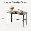 PHI VILLA Outdoor Patio Bar Table for 4-6, Counter Height Rectangle Bar Table with All Weather Metal Steel Frame Black for Outside, Yard, Garden and Deck by CozyNest Decor