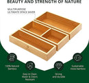 ROYAL CRAFT WOOD Luxury Bamboo Drawer Organizer Storage Box, Bin Set - Multi-Use Drawer Organizer for Kitchen, Bathroom, Office Desk, Makeup, Jewelry (3 Boxes) by CozyNest Decor