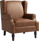 UIXE PU Leather High Back Accent Chairs Set of 2, Upholstered Armchair for Living Room, Retro Wingback Arm Chair Nailhead Trim Single Sofa Bedroom Reading Seat - Brown by CozyNest Decor