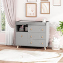 Baby Dresser Changing Table with Drawers,Shelf,Hidden Laundry Basket Storage,2 in 1 Nursery Dresser Chest for Infants, Baby Diaper Changing Station for Daycare,Bedroom,Grey by TinyTreasures Baby Boutique