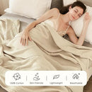 EMME Cotton Muslin Blanket Twin XL - 66"x90" Lightweight Breathable Layering Blanket Bedspread Coverlet All Season Gauze, Light Tan by CozyNest Decor