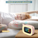 Cute Cat Ear Alarm Clock with RGB 7 Color Night Light & 18 Ringtones,Rechargeable Clock for Kids Bedroom,LED Colorful Digital Display,Bedside Clock for Boys,Girls Birthday Presents(Pink) by TinyTreasures Baby Boutique