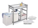 Badger Basket Modern Baby Changing Table - Portable Diaper Station with 3 Drawers Pad & Hamper - Storage Organizer for Baby Diapers & Toys - Gray/White by TinyTreasures Baby Boutique