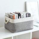 TheWarmHome Organization and Storage Basket for Organizing- 16x12x8 inch 1 Pack Fabric Storage Cubes, Collapsible Storage Bins for Shelves Organizer Gift Closet Cloth Toy (White & Grey) by CozyNest Decor