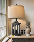 23.75" Retro Farmhouse Black Table Lamp for Living Room Bedroom Nightstand Single Pack Touch Control Bedside Nightlight Vintage Modern Lamp with USB C+A Ports and 2 Light Sources by CozyNest Decor