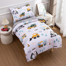 NTBED 4 Pieces Construction Toddler Bedding Set for Baby Boys,Tree Truck Vehicles Excavator Cars Printed, Includes Comforter, Flat Sheet, Fitted Sheet and Pillowcase,Light Green by TinyTreasures Baby Boutique