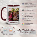 Ship Next Day Custom Mug Design Your Own Photo Text Personalized Picture Gifts for Women Men Customized Gifts Idea Personalized Coffee Mugs 15oz Dark Red Handle by TinyTreasures Baby Boutique