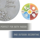 NAT & Jules Flower Blossom and Bud Floral Spray Dimensional Indoor Outdoor 12 inch Round Cast Resin Decorative Garden Stepping Stone, Patio, Walkway Sculpture Yard Art, in Loving Memory Stone Grey by CozyNest Decor
