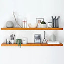 Homeforia 48 inch Oak Floating Shelf, High End Solid Real Wood 48inch Floating Shelves for Wall Mounted, Honey Oak Wooden 48in Large Floating Shelves, Heavy Duty Bracket, 48 X 6.5 X 1.75 in, Set of 2 by CozyNest Decor