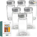 Glass Spice Jars and stainless Steel Lids (6 x 4oz) Spice Containers with Shaker Inserts - Add-On Pack Without Labels or Accessories by CozyNest Decor