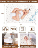 Baby Bassinet, Bassinet Bedside Sleeper with Waterproof Bassinet Sheets and Soft Mattress, Safe Adjustable Height Bedside Bassinets with Wheels, Girl/Boy Bassinets, Khaki by TinyTreasures Baby Boutique