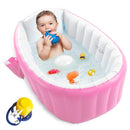 Inflatable Baby Bathtub, Portable Infant Toddler Bathing Tub Non Slip Travel Bathtub Mini Air Swimming Pool Kids Thick Foldable Shower Basin with Air Pump, Pink by TinyTreasures Baby Boutique