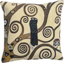 C Charlotte Home Furnishings Inc Lebensbaum Bird Belgian Cushion Cover | Pure Cotton Decorative Cushion Case | Cushion Cover for Indoor Use | 17x17 Inch Cushion Cover for Living Room I By Gustav Klimt by CozyNest Decor