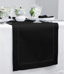 Solino Home Linen Black Table Runner 108 Inches Long - 100% Pure Linen 14 x 108 Inch Table Runner for Fall, Autumn, Halloween, Thanksgiving - Classic Hemstitch by CozyNest Decor